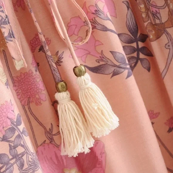 SOLD OUT Boho Gypsy Floral Long Sleeve Ruffle Mini Dress - Picture 10 of 10